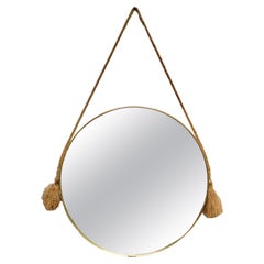 Used Brass Round Wall Mirror, Italy 1950s