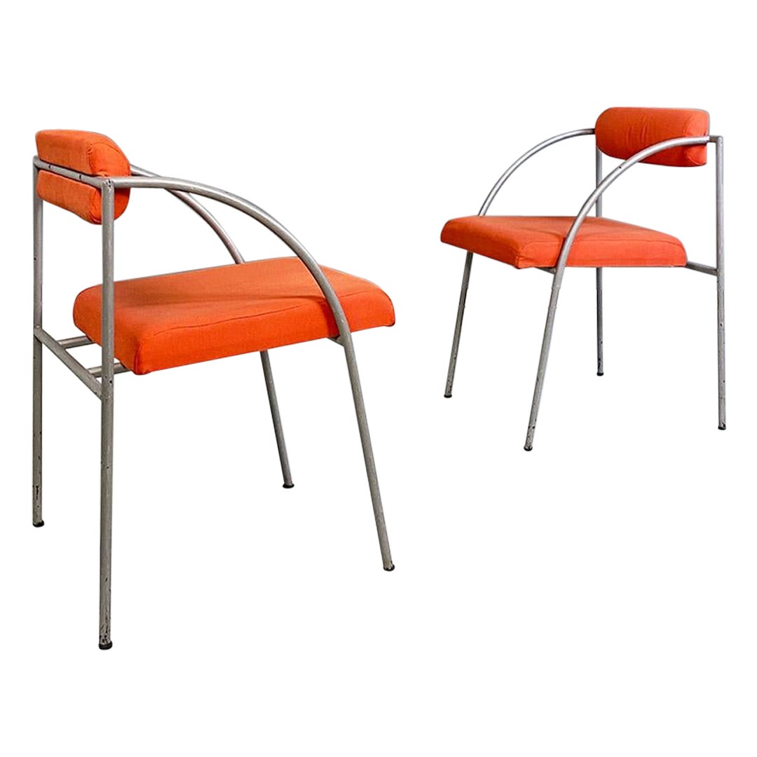 Pair of metal Vienna chairs by Rodney Kinsman for Bieffeplast ca. 1980. For Sale