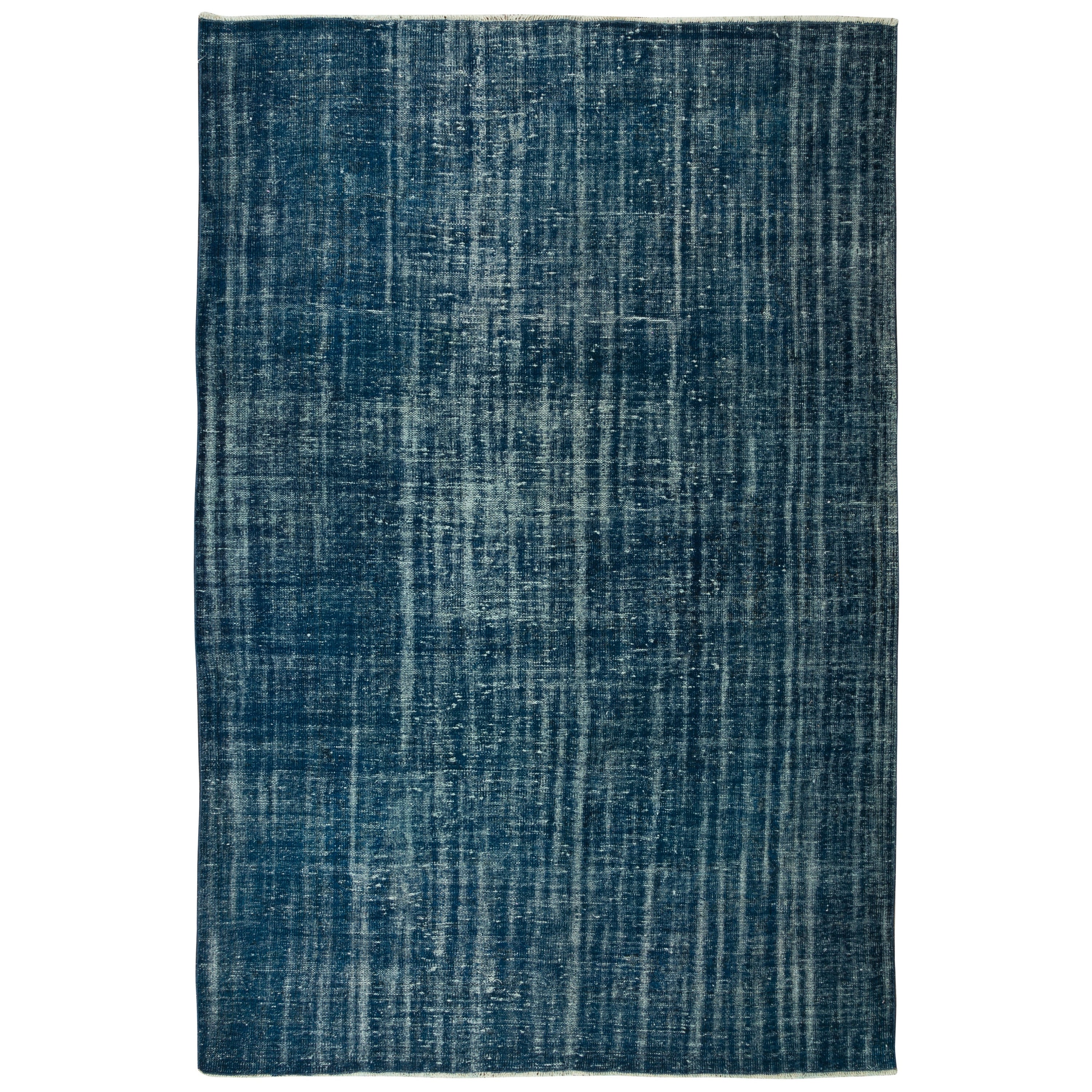 7x10.3 Ft Modern Home Decor Handmade Turkish Wool Area Rug in Navy Blue For Sale