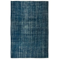 7x10.3 Ft Moderner handgefertigter Teppich aus türkischer Wolle in Marineblau