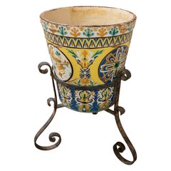 Antique 19th Century Glazed Ceramic Pottery Pot