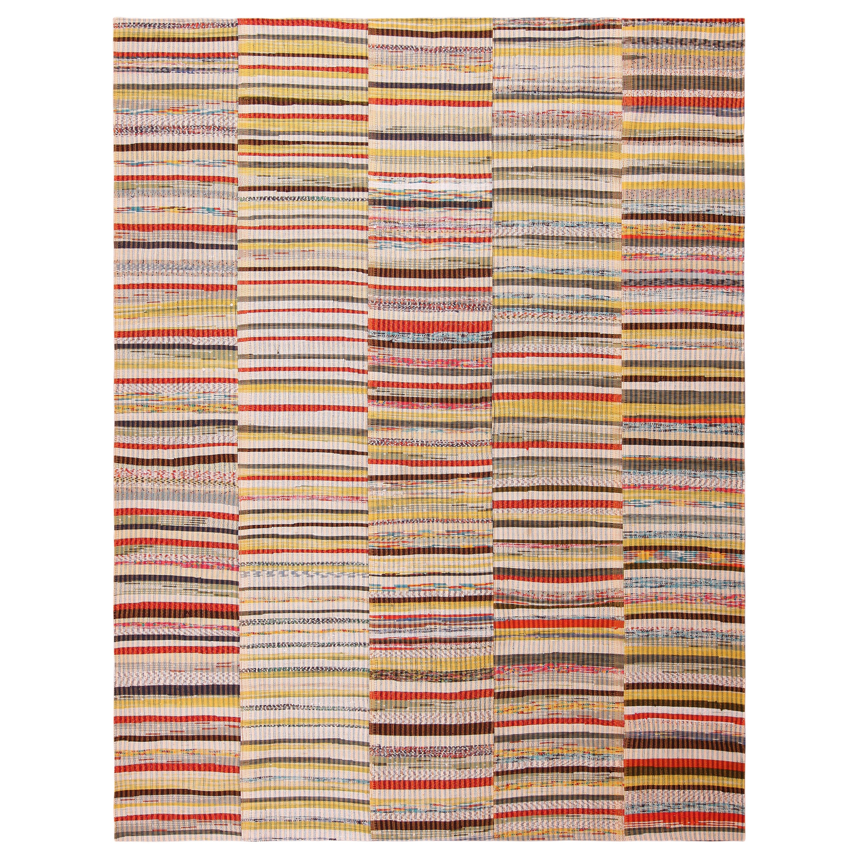 Nazmiyal Collection Warm Colors Modern Rag Rug. 9 ft 3 in x 11 ft 10 in For Sale