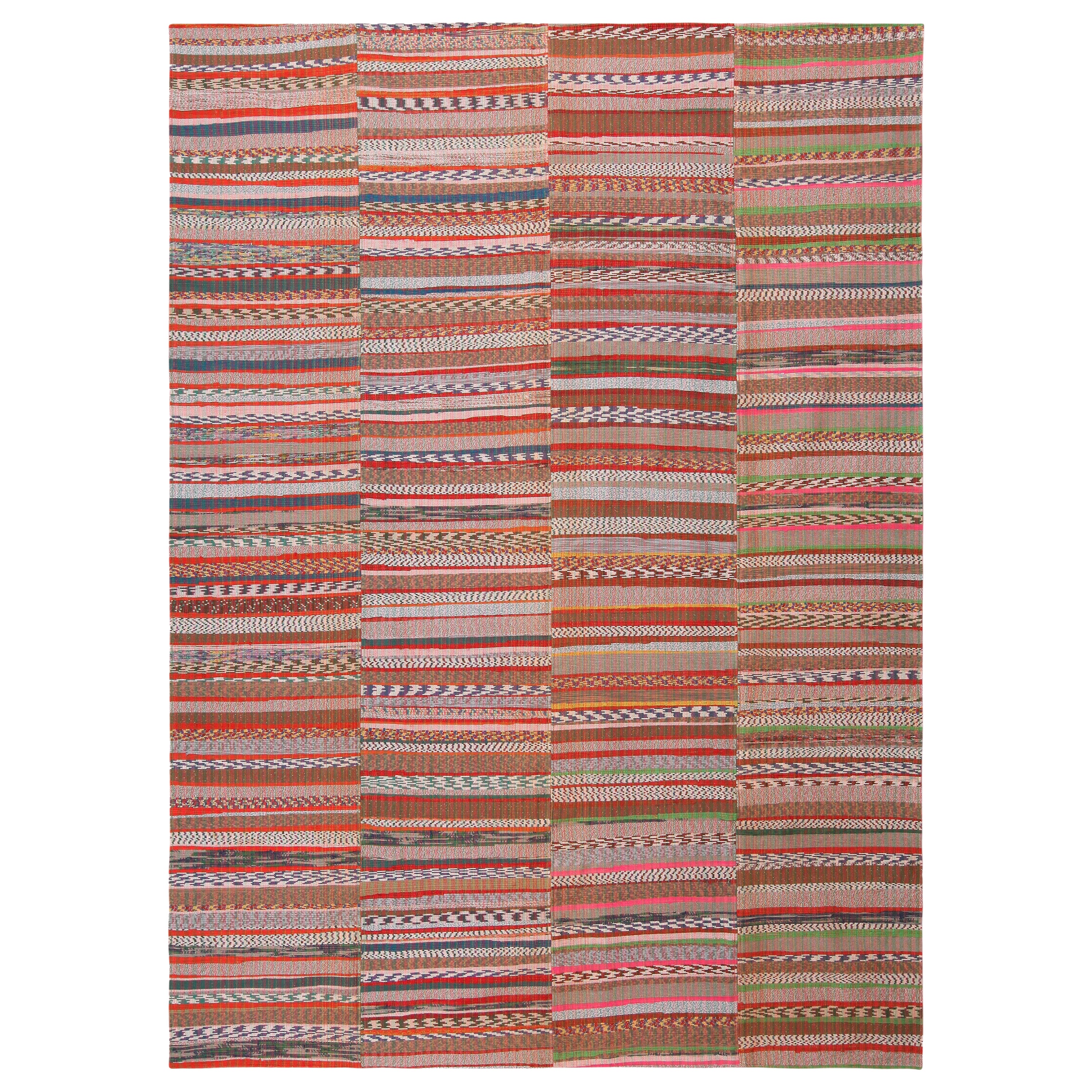 Nazmiyal Collection Stripe Design Modern Rag Rug. 8 ft 6 in x 11 ft 10 in For Sale