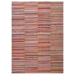 Moderner Rag-Teppich der Nazmiyal Kollektion mit Streifenmuster. 8 ft 6 in x 11 ft 10 in
