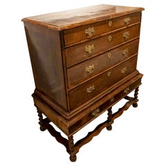 English Chest with Footboard and Drawers on Top and Bronze Fittings