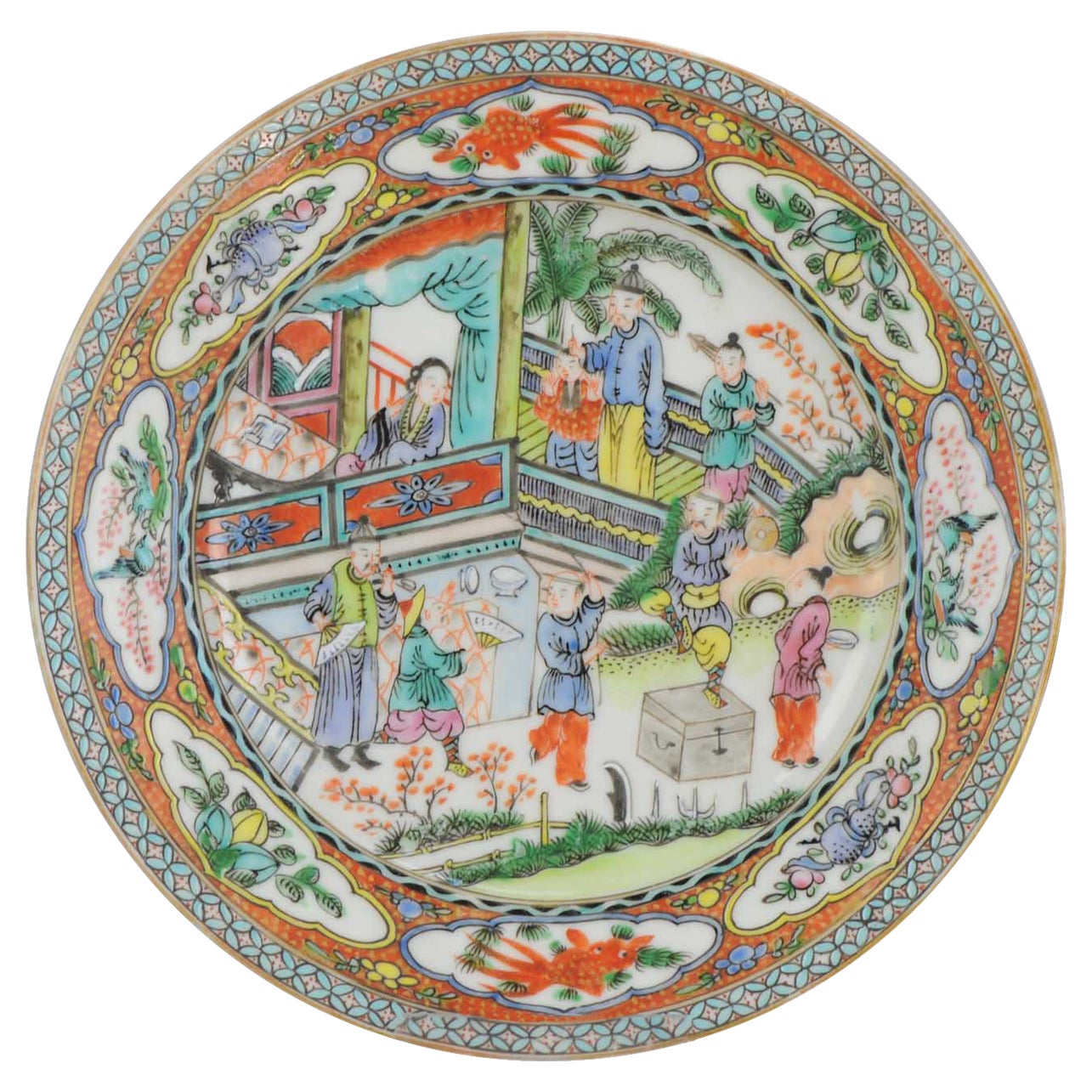 Antique Chinese Porcelain Cantonese Palace Plate Chinese, 19th/Early 20th Cen For Sale
