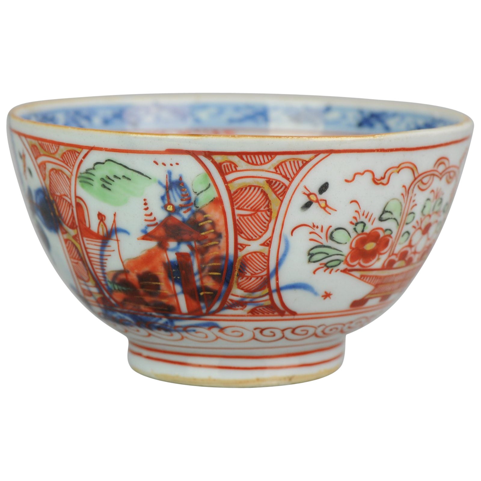 Antique bol Amsterdams Bont en porcelaine chinoise de la dynastie Imari Qing, 18e siècle
