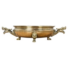 Antique Top Level Dragon Plated Fruit Basket or Serving Chinese Qing Metal, ca 1900