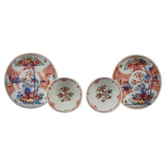Set of 2 Antique Chinese Porcelain Tea Bowl Cup Saucer Amsterdam Bont, 18th Cen