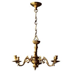 Mid-18th Century English Brass Six-light Chandelier