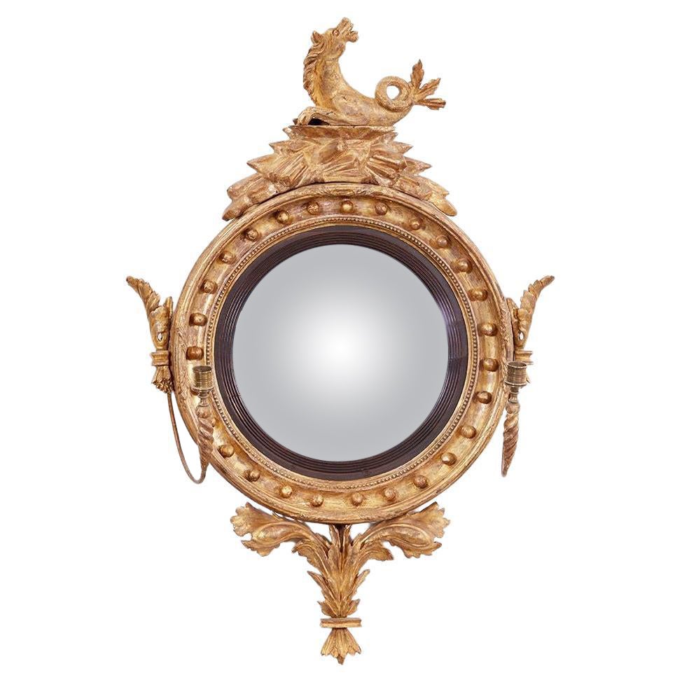 Hippocampus Regency Convex Mirror For Sale
