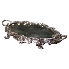 Antique 19th Century French Louis XV Silverplated over Bronze Mirrored Plateau "Surtout"