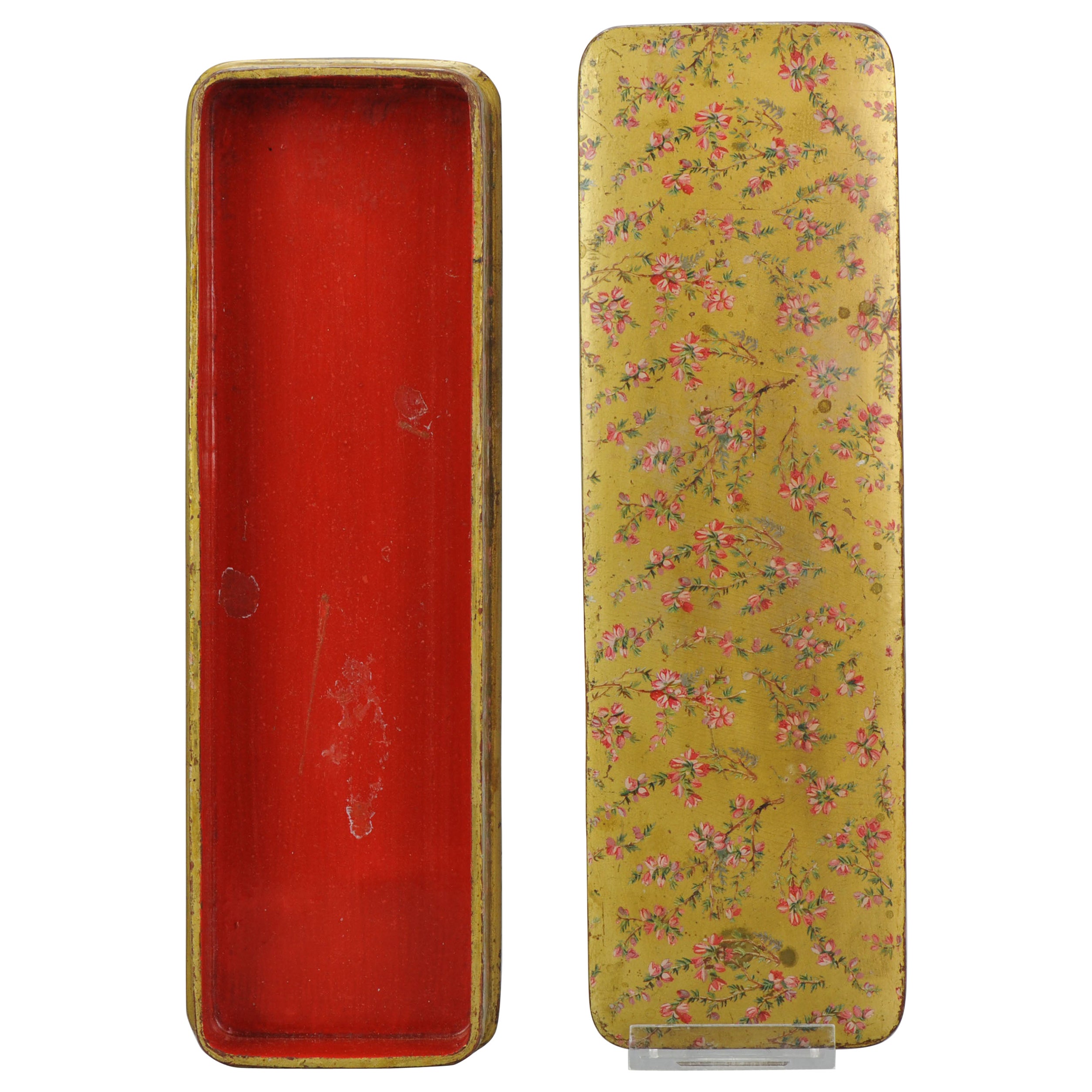 Antique Student Pencil Box Japanese Lacquer Ware Writing Japan