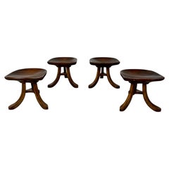 Used Sculpted Mahogany Tripod Theben Stool after Adolf Loos