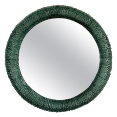 Vintage Green Murano Glass Round Mirror