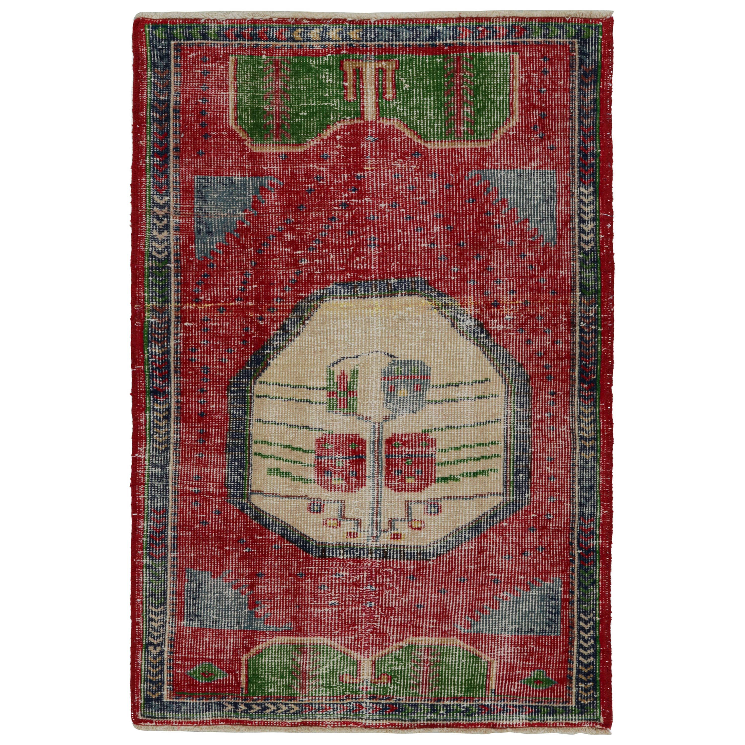 Vintage Oushak Stammesteppich, mit geometrischen Mustern, von Rug & Kilim