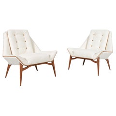 Vintage Sculptural Walnut Lounge Chairs