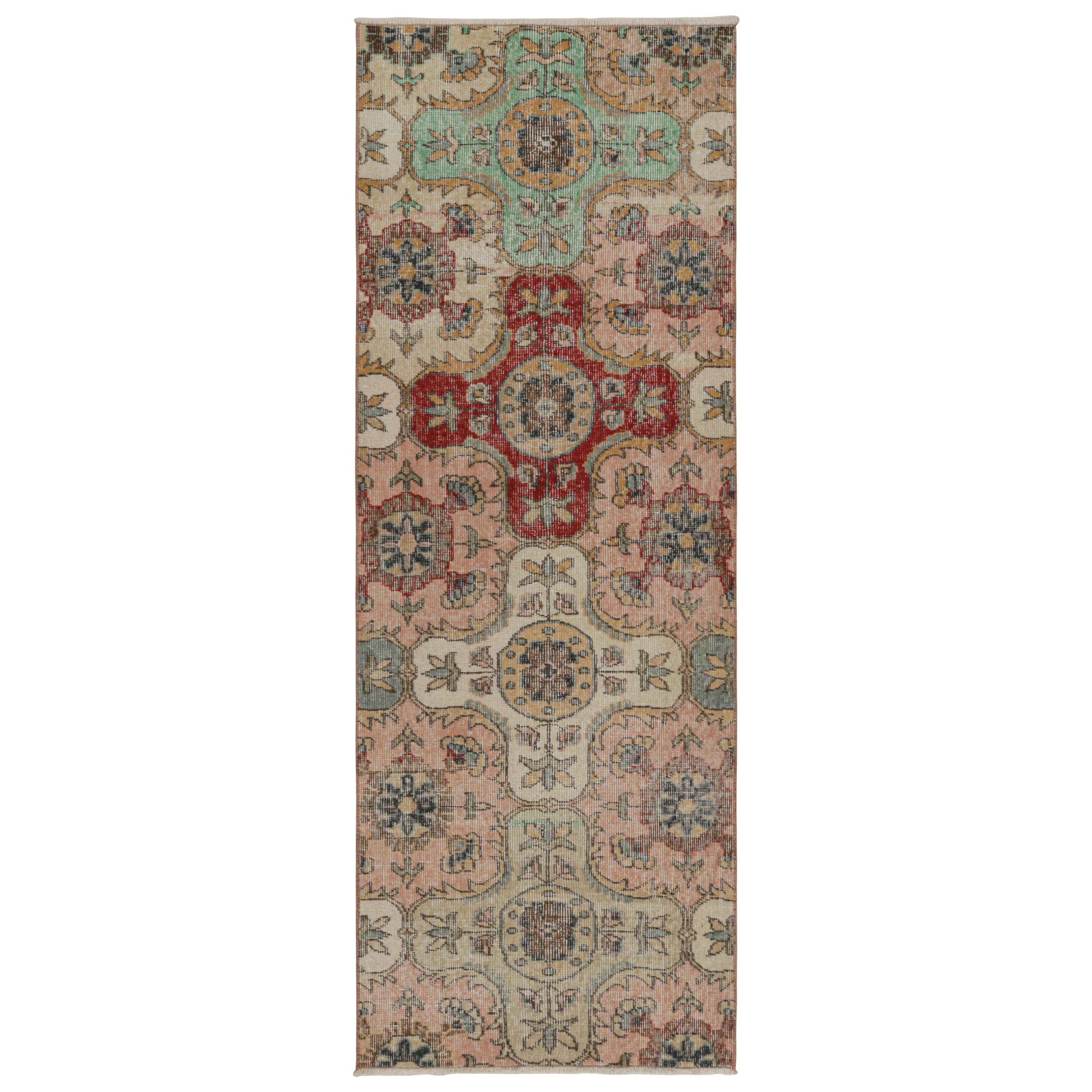 Vintage Distressed Isparta Runner Rug with Floral Medallions, from Rug & Kilim For Sale