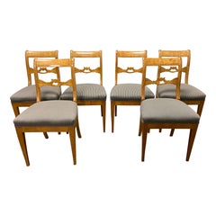 Set of Six Biedermeier Ash Dining Chairs, Central Germany, c. 1830/35