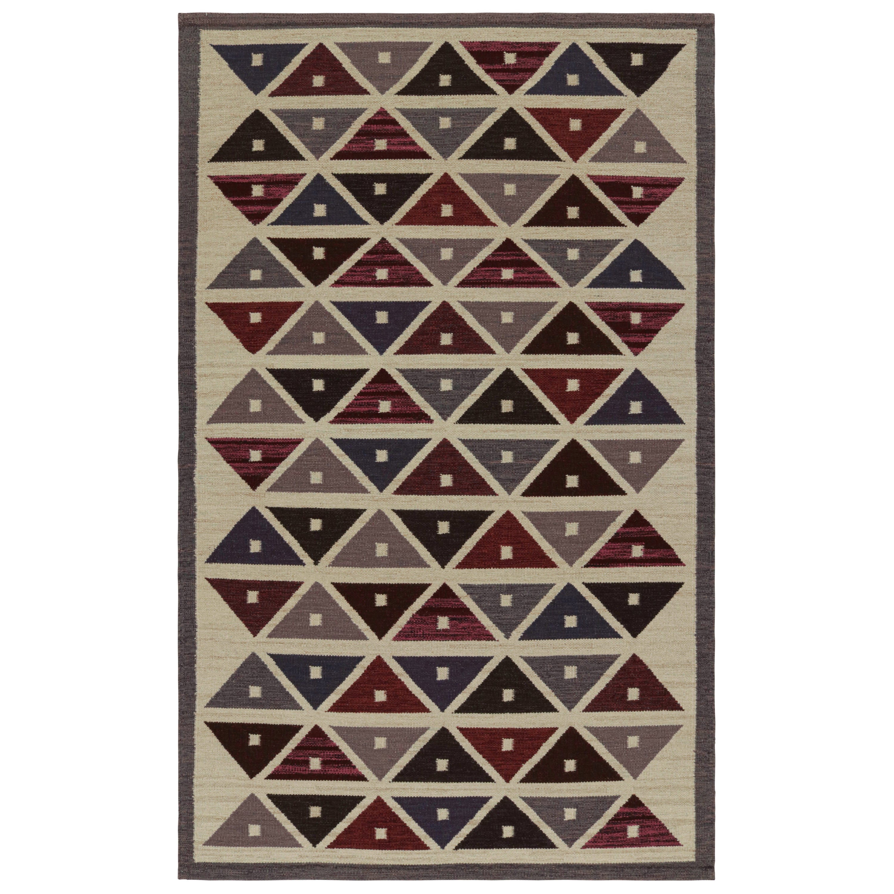 Rug & Kilim’s Scandinavian Style Kilim Rug, in Beige, with Geometric Patterns For Sale