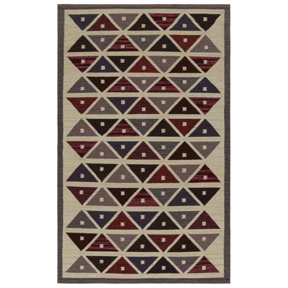 Rug and Kilim’s Scandinavian Style Rug in Beige, with Diamond Patterns ...
