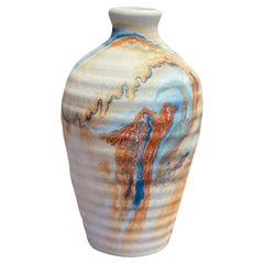 Mehrfarbige, handgefertigte Nemadji-Vase aus Keramik, Minnesota, gestempelt