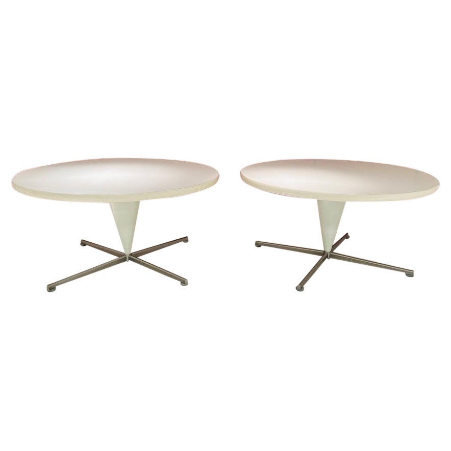 Verner Panton danish white and steel pair of side tables circa 1960