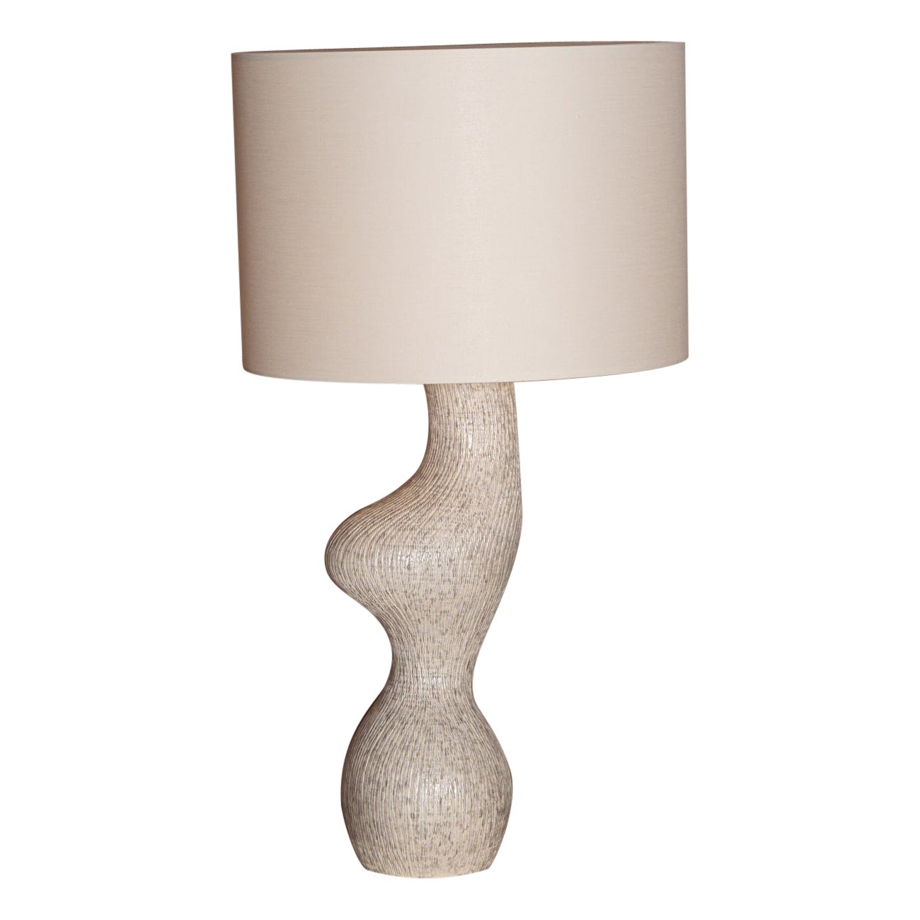 Grey Ribbed Ceramic Venuso Table Lamp by Simone & Marcel For Sale