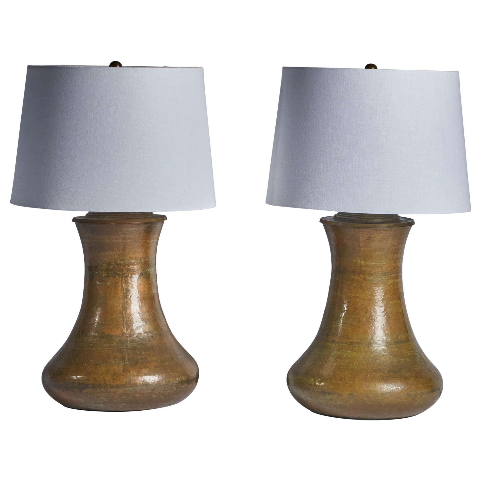 American Designer, Table Lamps, Brass, USA, 1970s