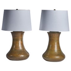 American Designer, Table Lamps, Brass, USA, 1970s