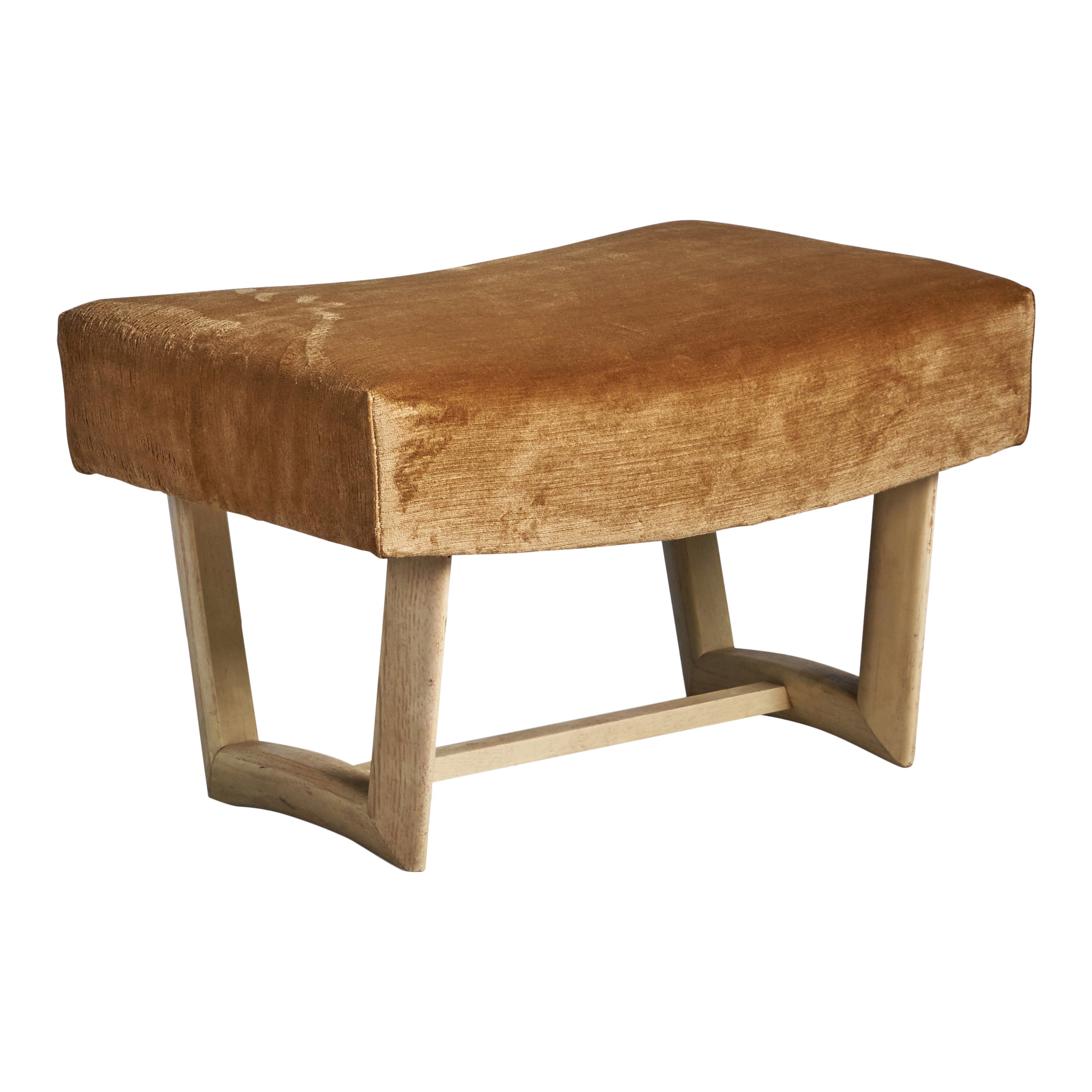 Raymond Loewy, Stool, Oak, Fabric, USA, 1950s For Sale