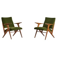 José Zanine Caldas, Lounge Chairs, Pau Marfim, Fabric, Brazil, 1950s