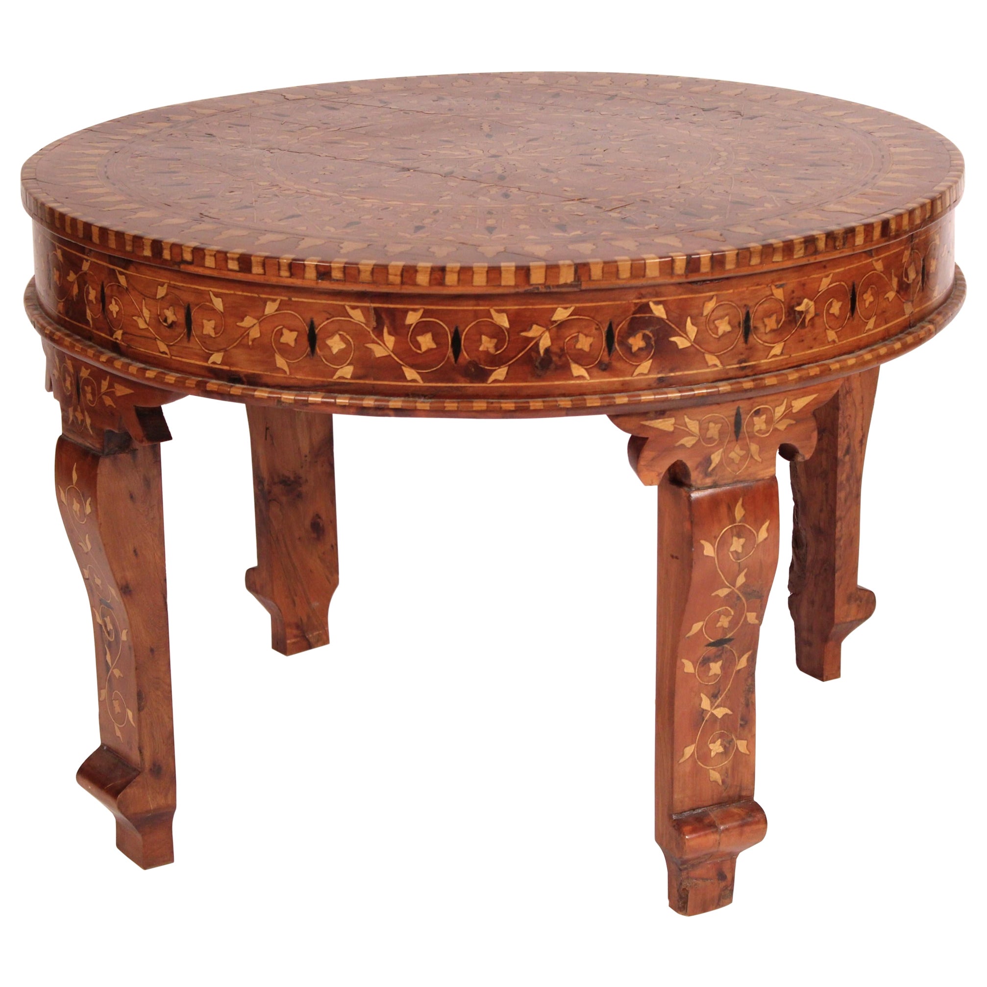 Middle Eastern Inlaid Round Coffee table For Sale