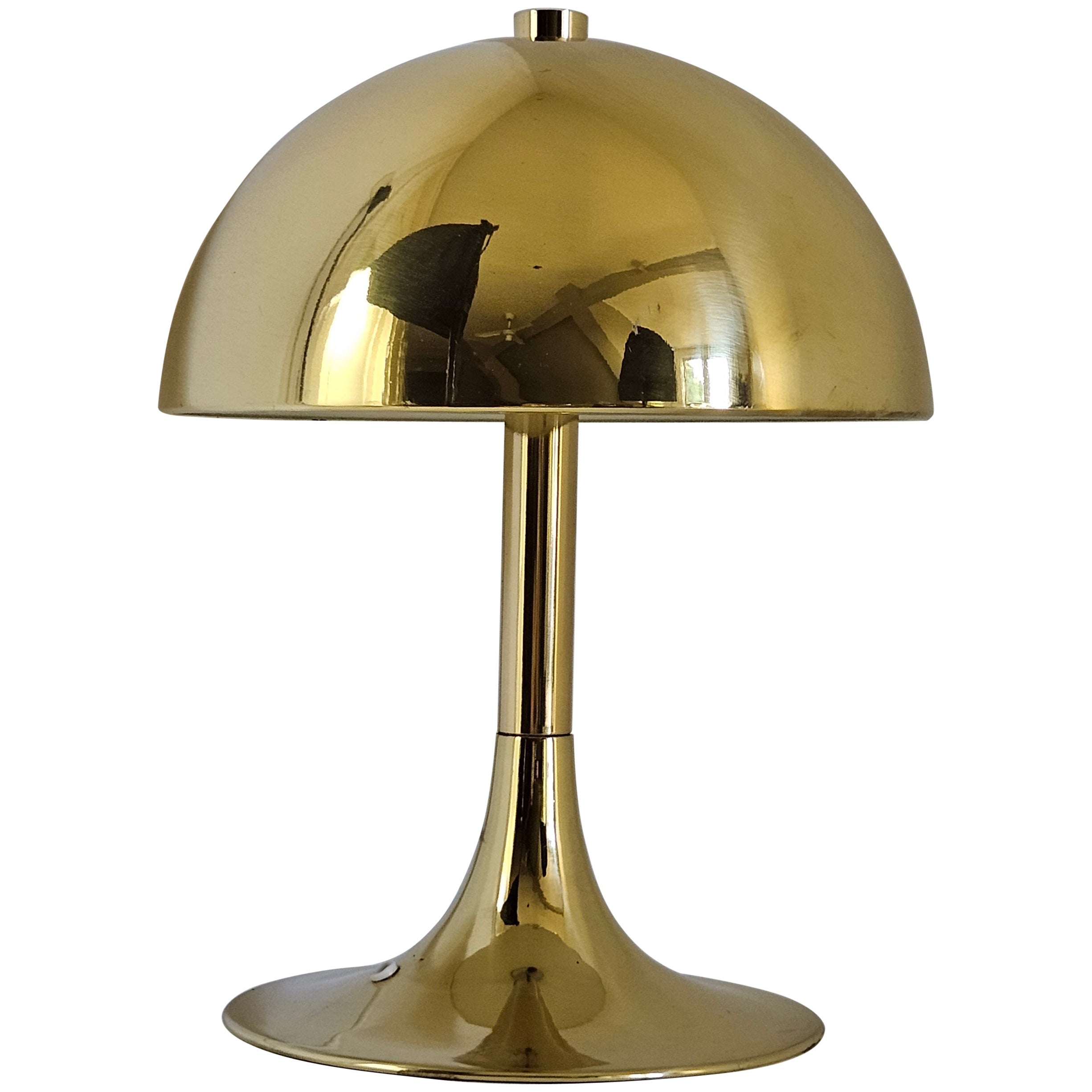 Mushroom Table Lamp in Brass, Italy 1970's For Sale