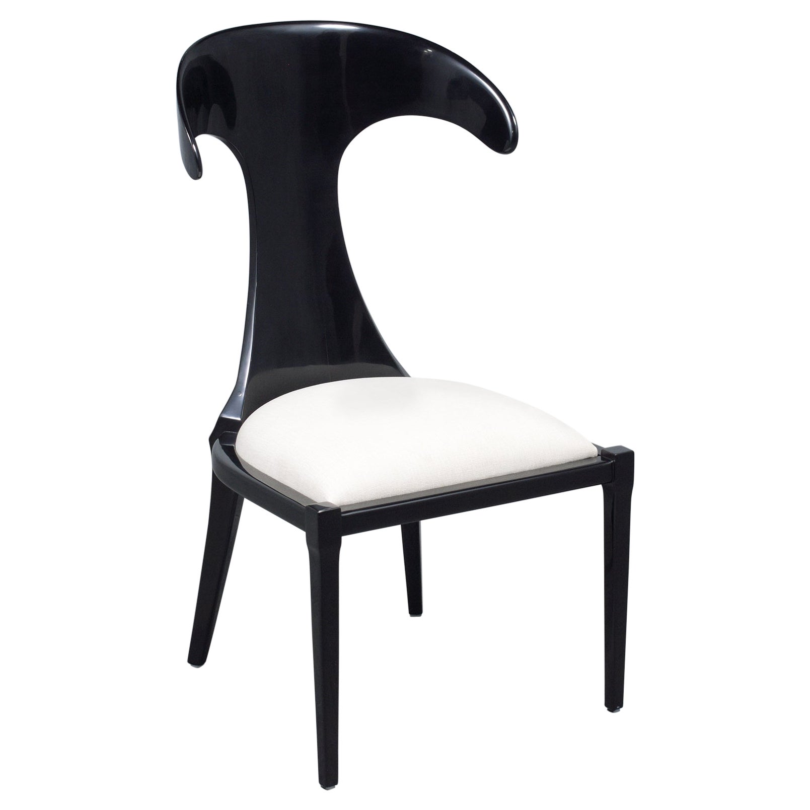 Ebonized Modernism Side Chair: Refinished Bent Wood with High Backrest Design For Sale