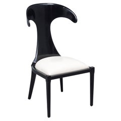 Retro Ebonized Modernism Side Chair: Refinished Bent Wood with High Backrest Design
