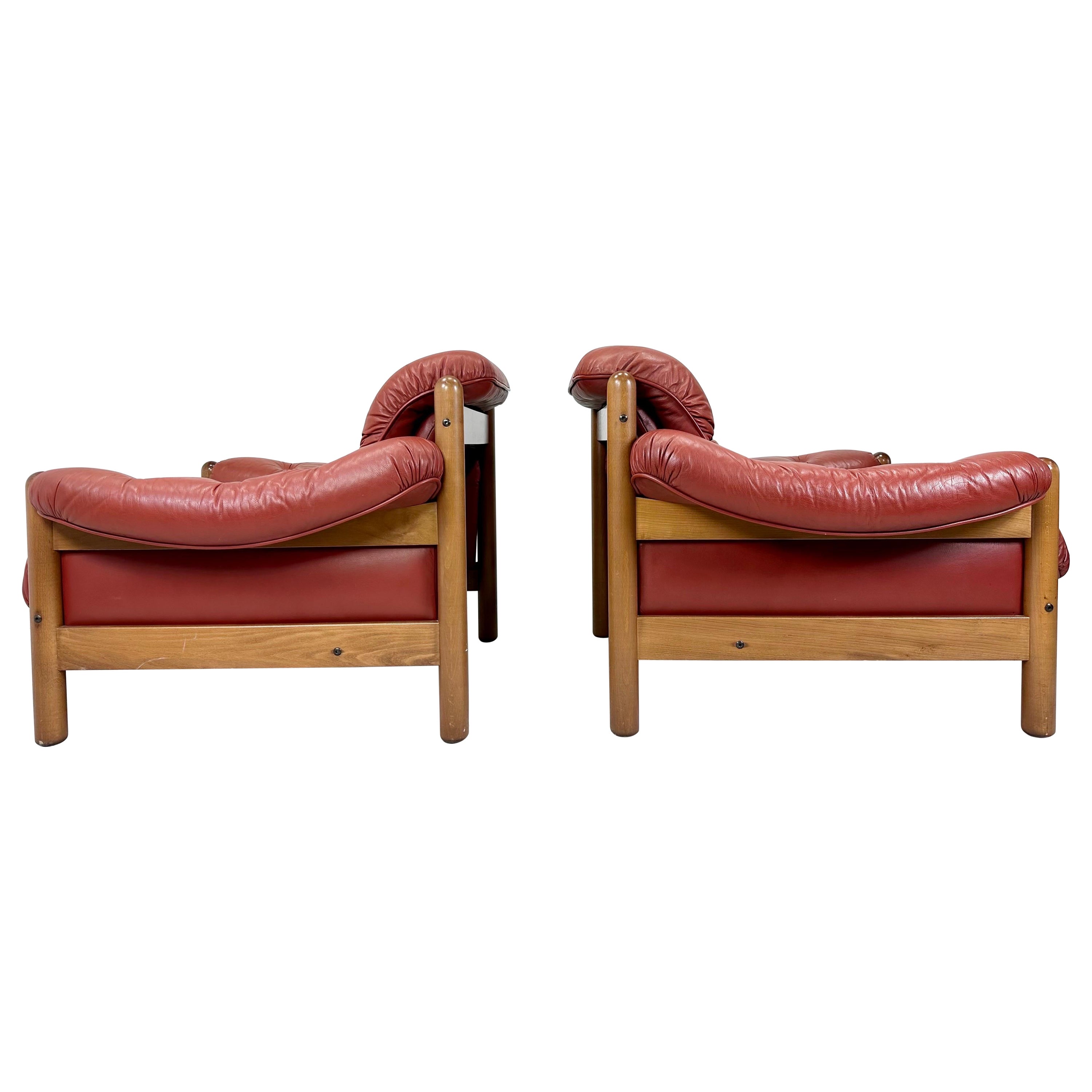 Pair of 1970’s Swedish Leather Lounge Chairs