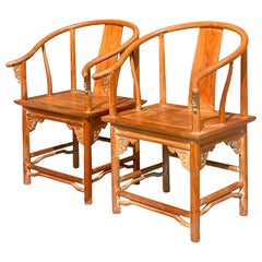 Vintage Boho Cerused Teak Emperors Chairs - a Pair