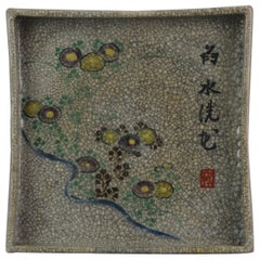 Antikes japanisches Tablett für Wasserflaschen und Kalligrafie, 19./20. Jahrhundert
