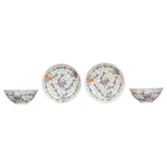 Pair of Proc Porcelain Marriage Bowls in Fencai Color Base Marked, 20th Century