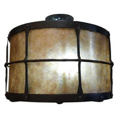 Flushmount Texas Lightsmith Style Mica Vintage Drum Fixture - Three Lights