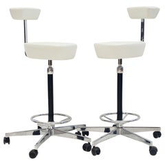 Used Pair of White Perch Chairs by George Nelson for Vitra