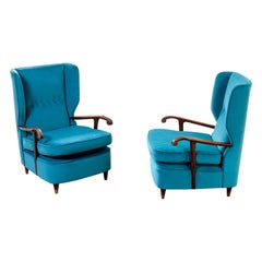 20th Century Paolo Buffa Pair of Armchairs Made in Wood and Upholstery, 50s