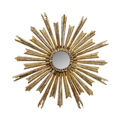 Silver Gilt Sunburst Mirror, 20th Century