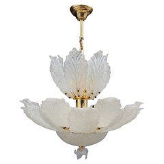 Flower Round Murano Glass Italian Design 1970 Brass Part Gold 