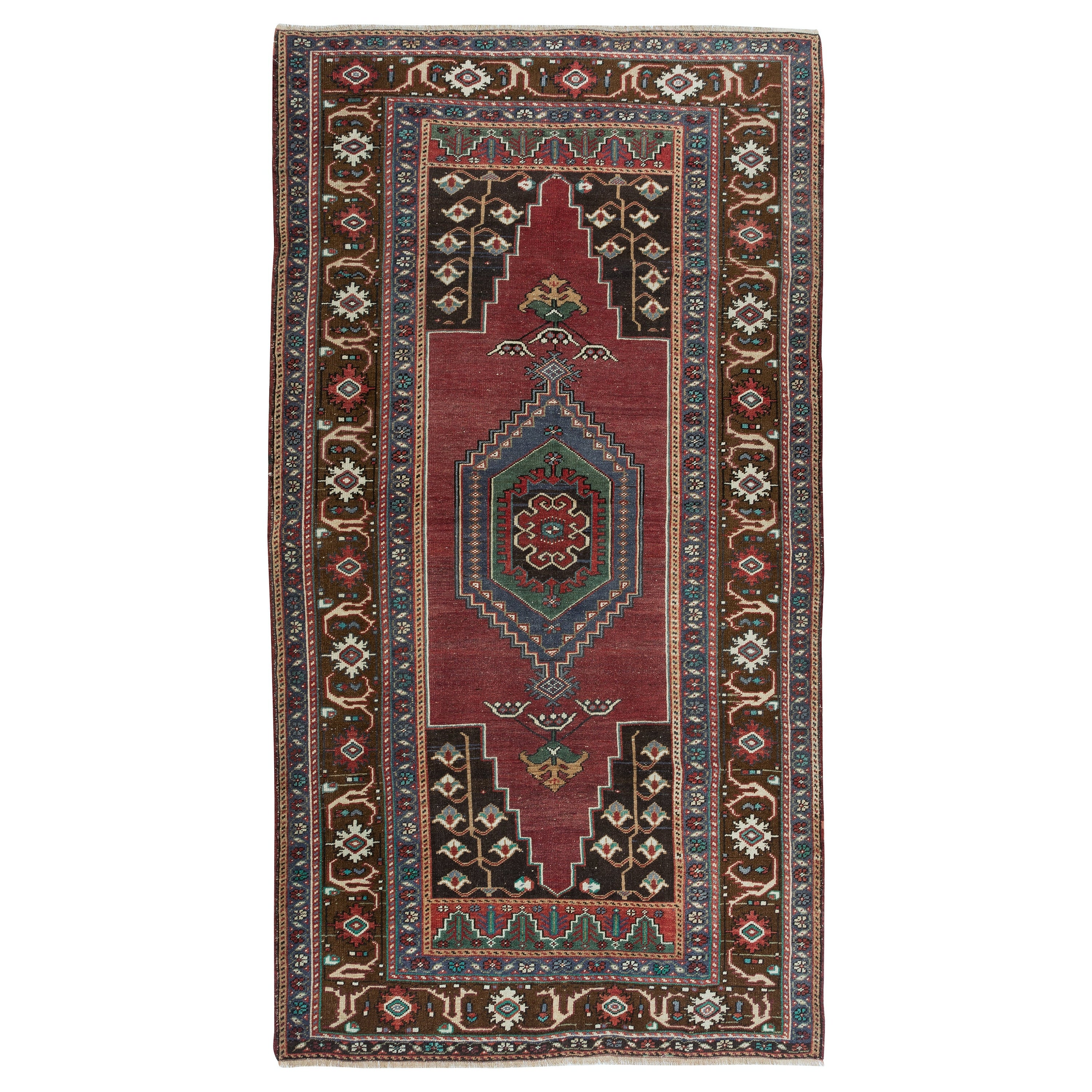 4.6x8.6 Ft Mid-Century Orientteppich, handgeknüpfter anatolischer Teppich, 100% Wolle