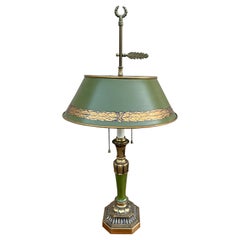 Mid-20th Century French Regency Green and Gold Tole Lamp