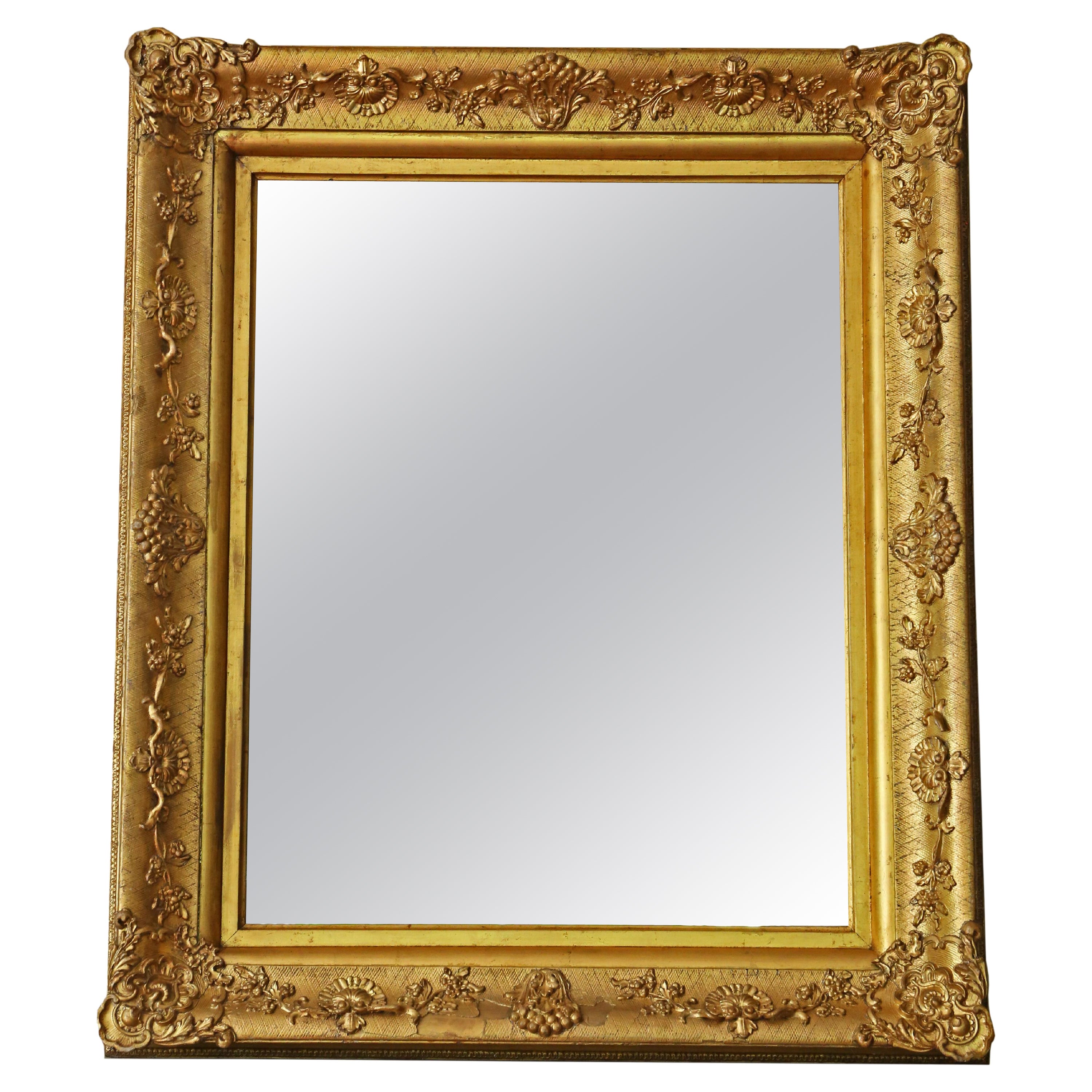  Antique fine quality large gilt overmantle wall mirror 19th Century For Sale