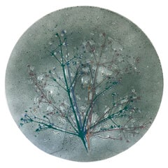 Early Wells Street Studio Abstract Fused Glass Plate by Higgins 1950s