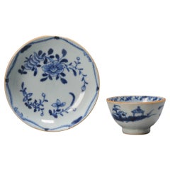A Chinese Export Porcelain Blue and White Teabowl and Saucer